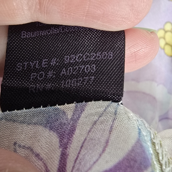 Hale Bob 100% Silk 3/4 Sleeve Floral Blouse Crochet Details Semi Sheer Keyhole - Picture 14 of 14